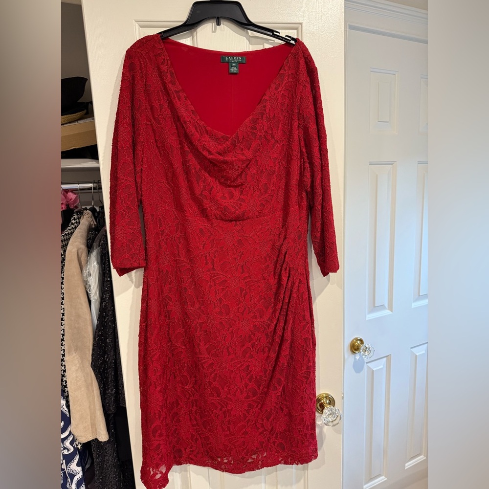 Ralph Lauren Red Dolman Sleeve Wrap Dress